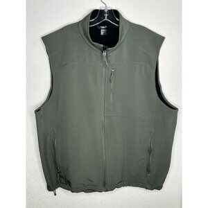 TSLA Vest Mens 2XL Tesla Fleece Lined Full Zip Pockets Stretch Green Mock Neck